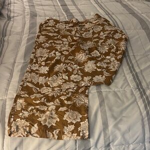 LOFT Brown and Cream Floral Pants